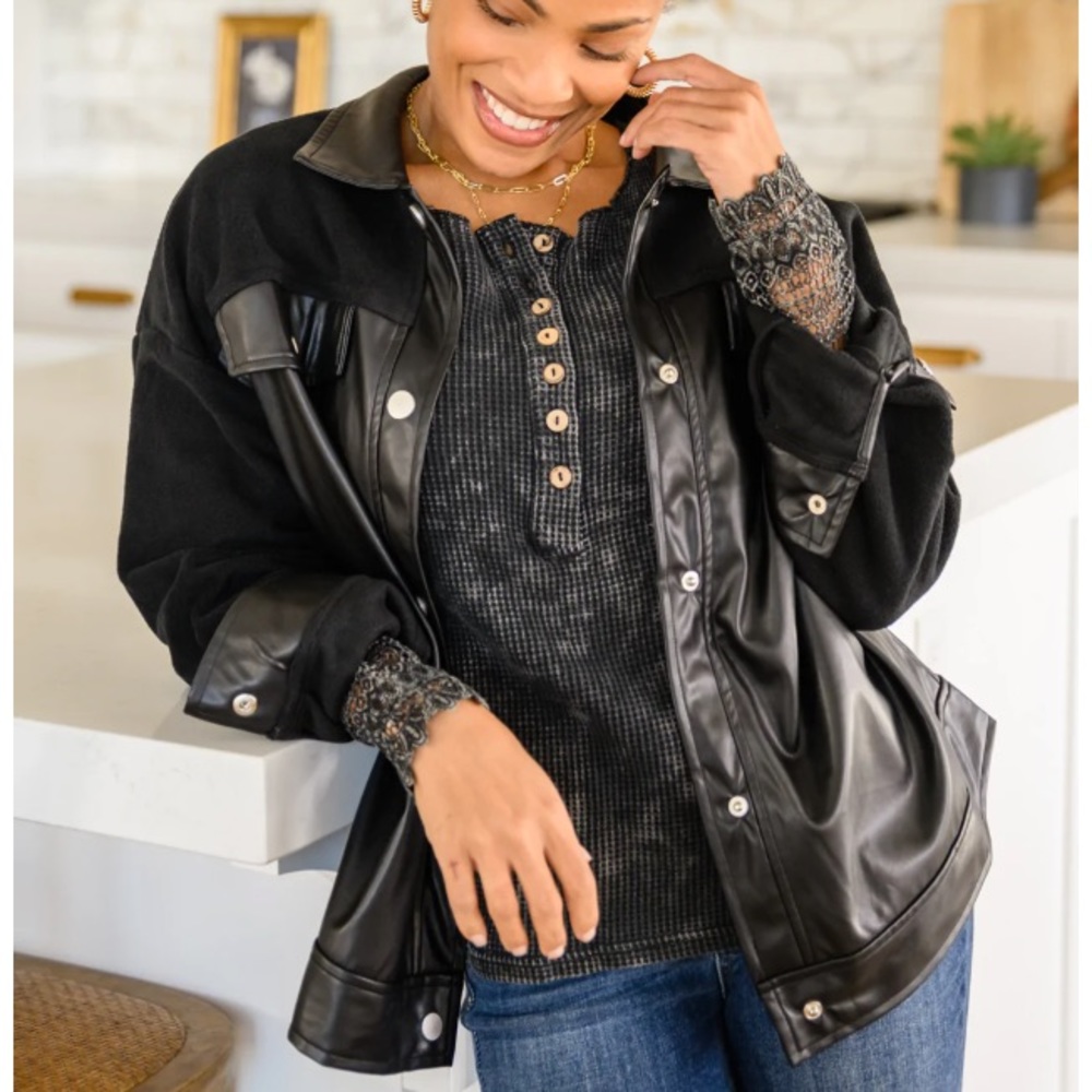 Faux Leather Shacket